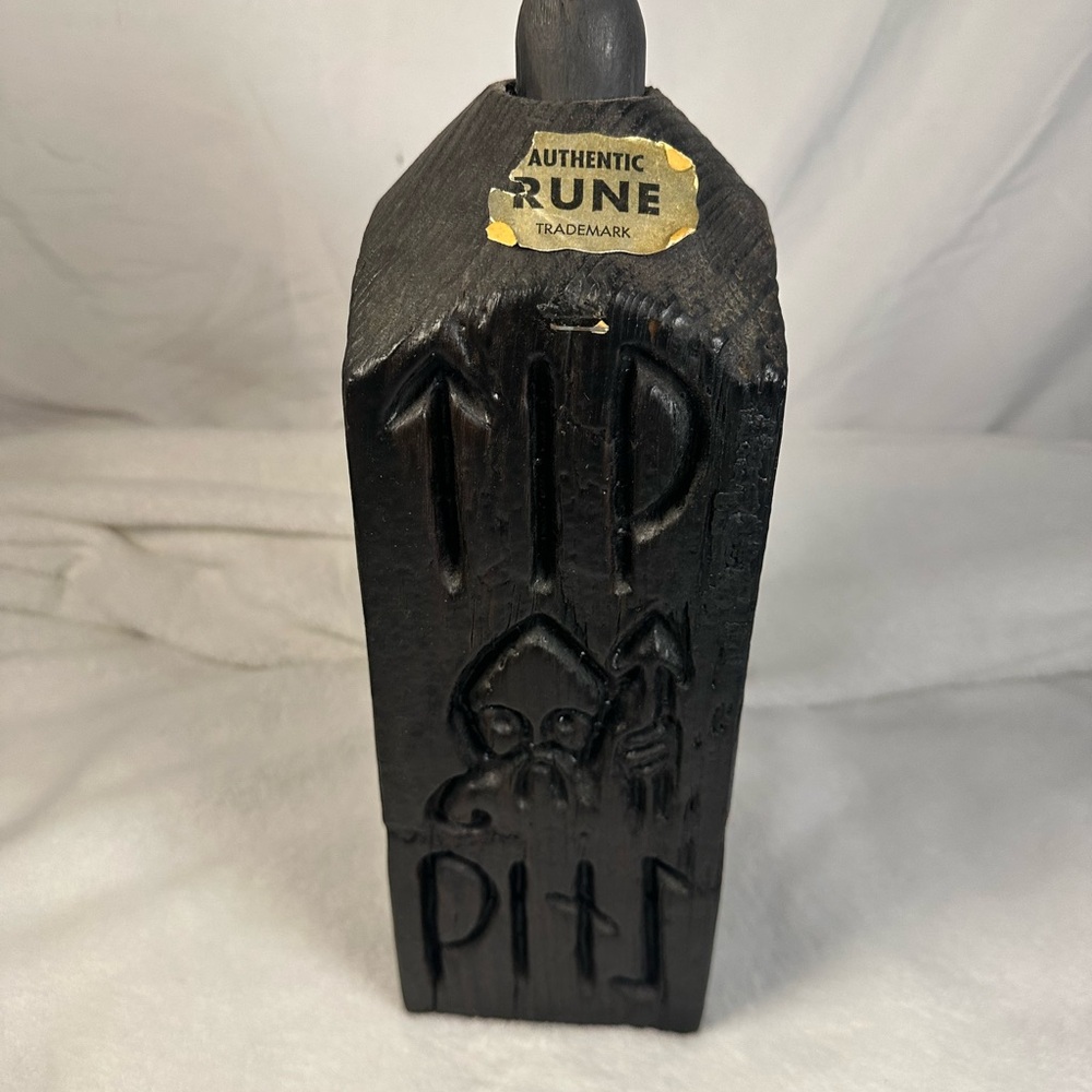 Vintage Scandinavian RUNE Carved Wood Viking Figure 12” Authentic Rune Trademark